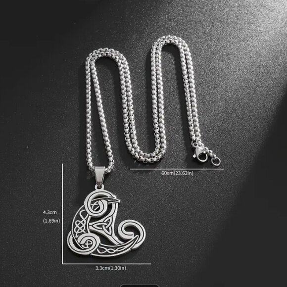 Celtic Triquetra Trinity Stainless Steel Necklace 23" NWT - Picture 2 of 3